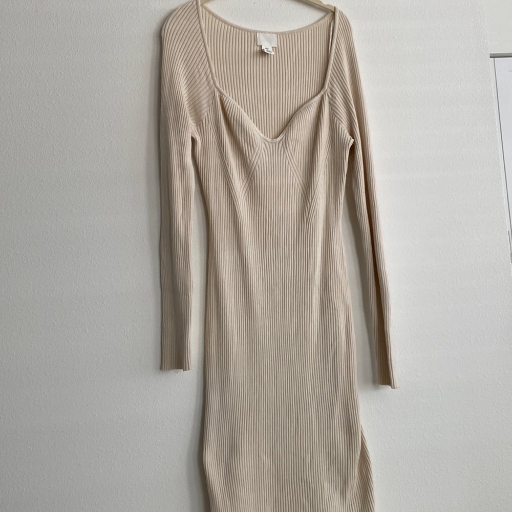 Light tan body con maxi dress